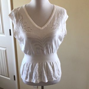 White lace knit sweater